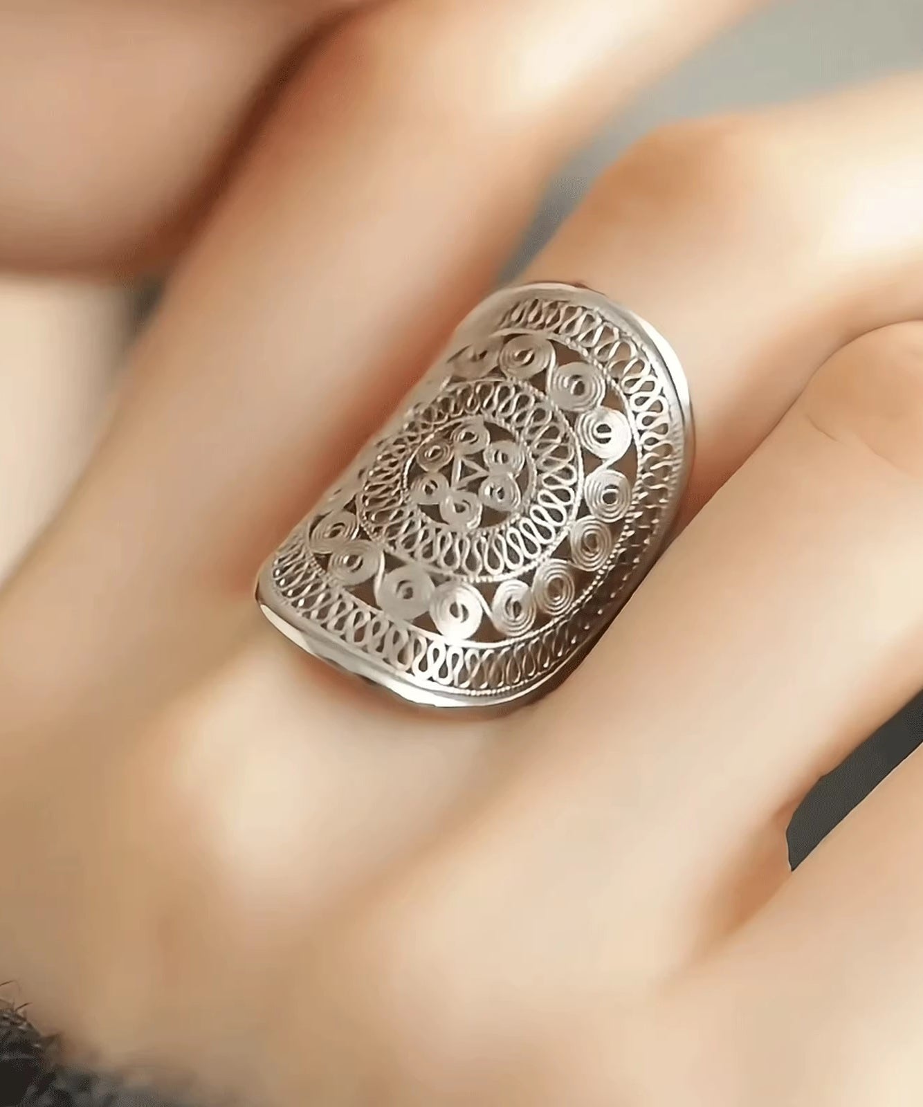 Bagues creuses surdimensionnΓ©es en argent sterling et soie - Wavlynn