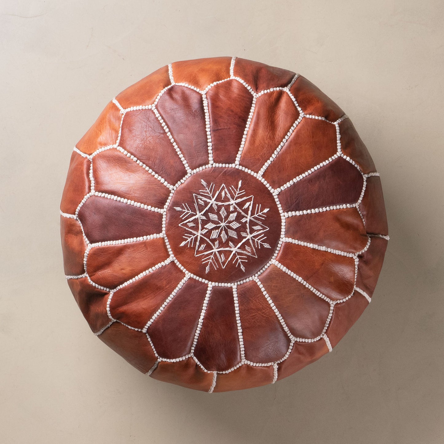 Authentic Moroccan Leather Pouf - Chocolate - Wavlynn