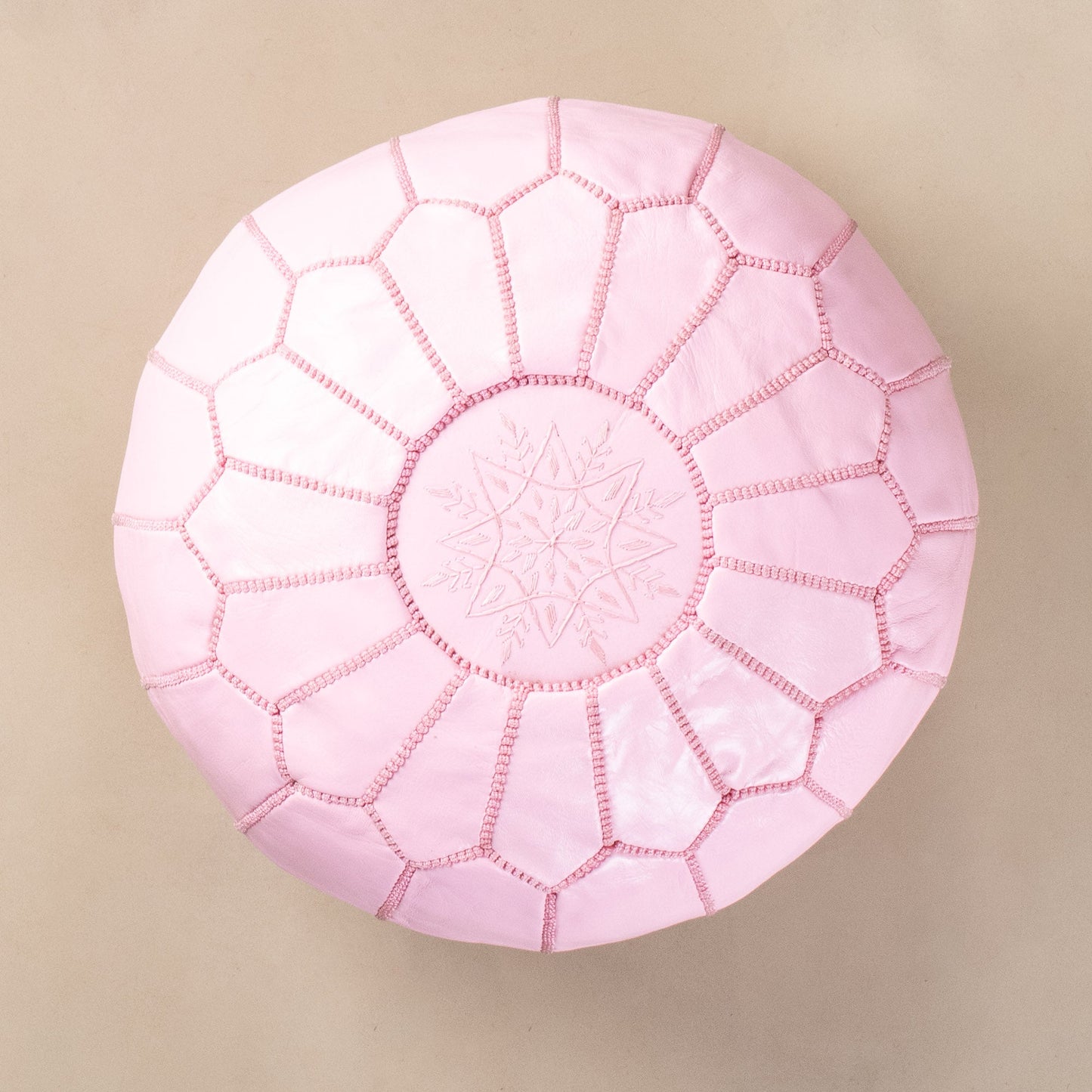 Authentic Moroccan Leather Pouf - Pink - Wavlynn