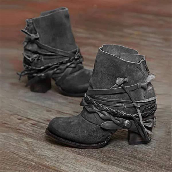 Women's retro cowboy ankle boots in neutral tones, chic Western silhouette with fashionable heel lift