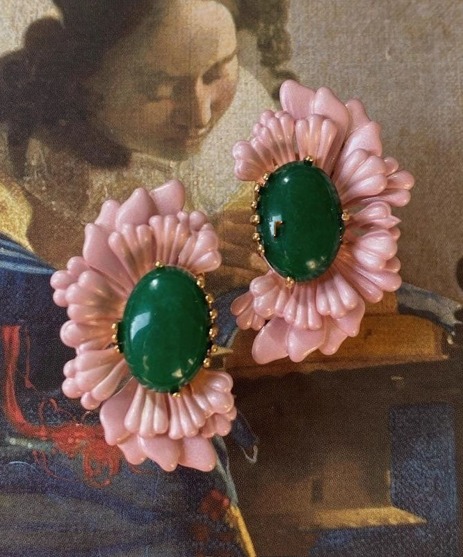 Boucles d'oreilles Γ tige rΓ©tro asymΓ©triques en argent sterling rose et agate - Wavlynn