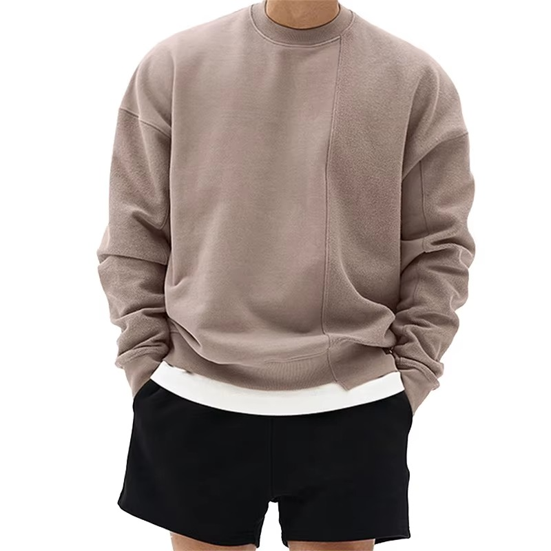 Men's loose fit crew neck gym pullover sweatshirt in casual activewear style with long sleeves