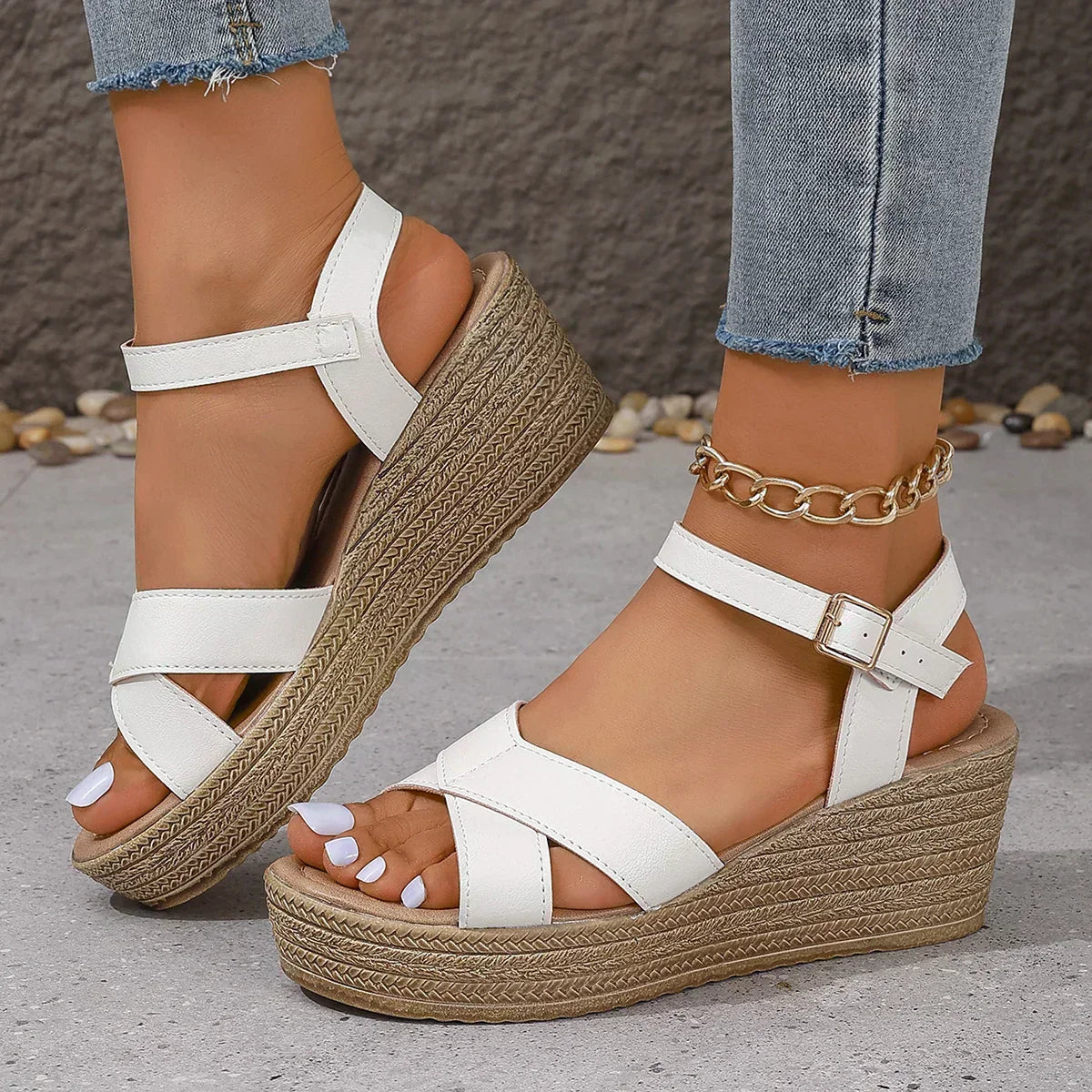 Sable women's wedge sandals with cushioned sole and graceful elevated silhouette for elegant comfort