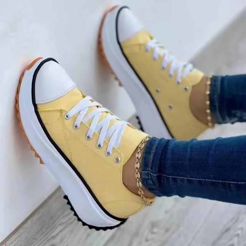 Women’s Casual Canvas Platform Sneakers – Breathable Lace-Up Tennis Shoes up to Size 11