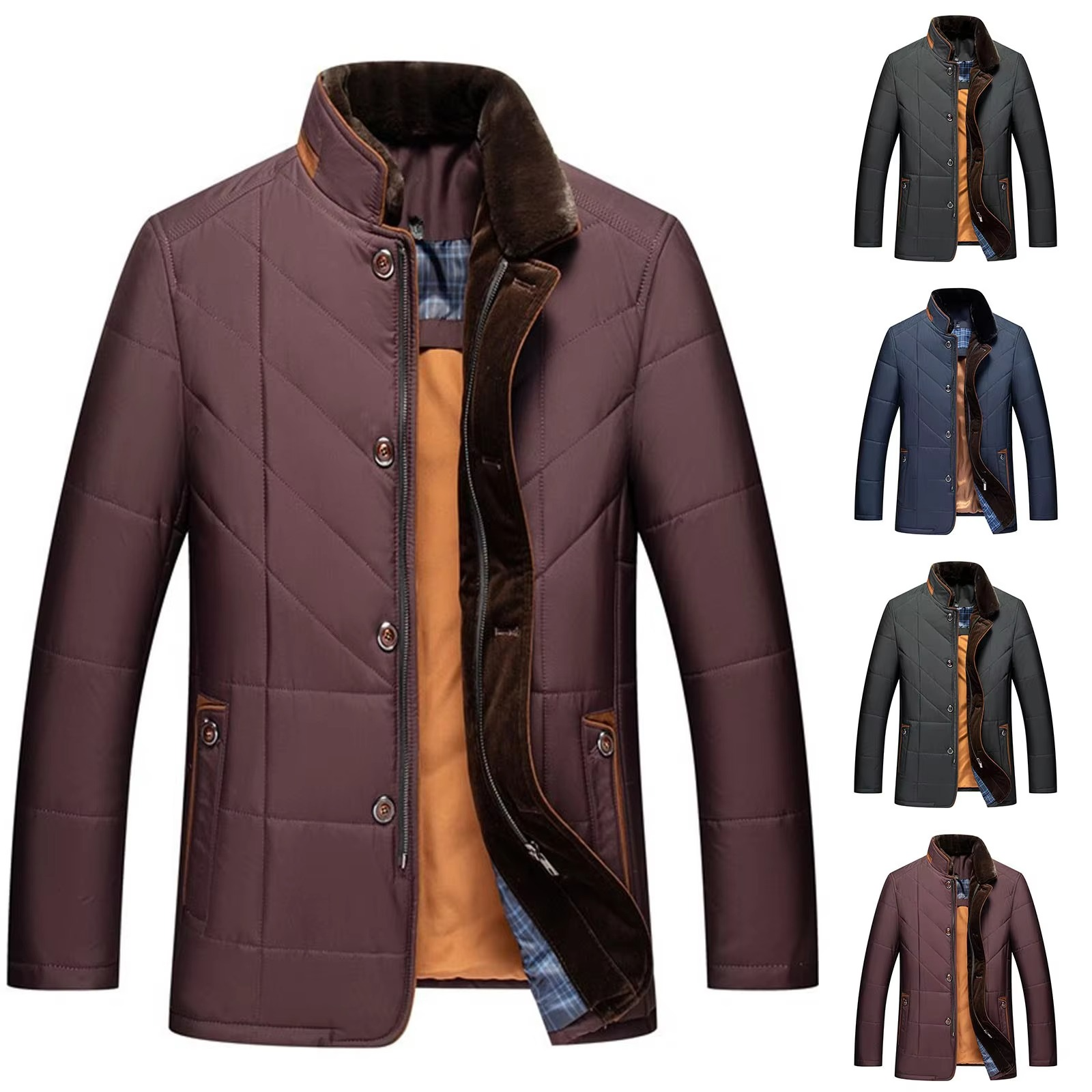 Wavlynn Men's Autumn Winter Suede Cargo Jacket And Pants Two Piece Set With Multi Pocket Design