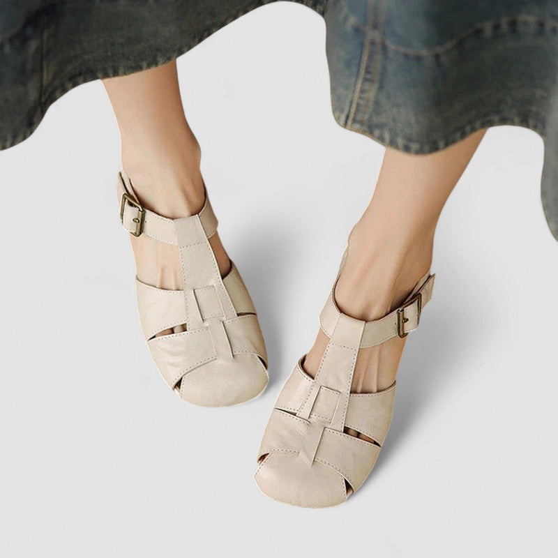 Women's comfort Mary Jane shoes in neutral tones with comfort support and classic feminine strap