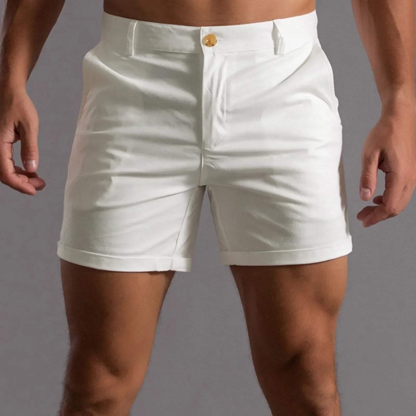 Men's mid-length stretch shorts tailored fit semi-elastic waistband 4-way flex fabric