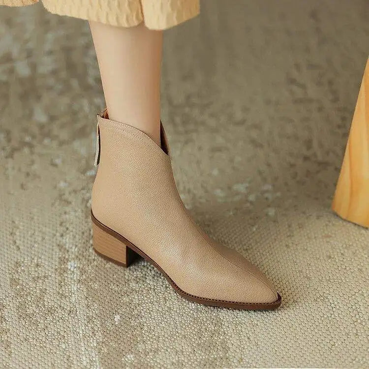 Kensley™ sleek polished ankle boots in classic neutral tone with streamlined leg-lengthening silhouette