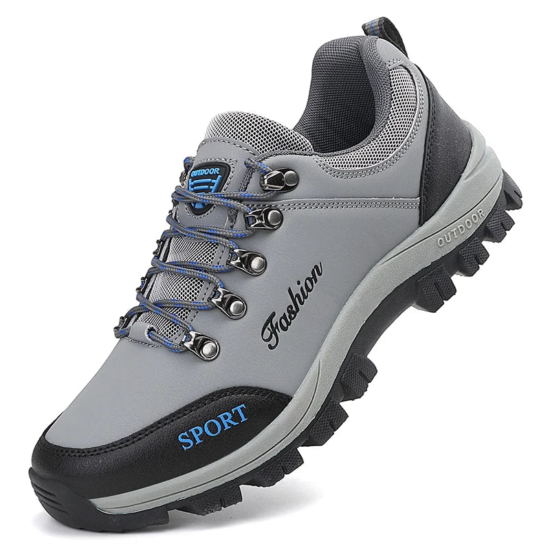 Men's low-top hiking shoes breathable mesh upper reinforced toe rugged traction outdoor trail