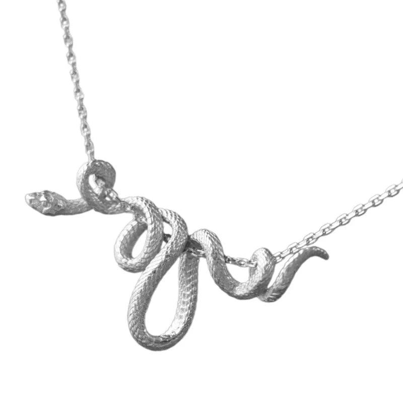 Gold-tone viper knot necklace adjustable chain unisex serpent pendant streetwear evening jewelry
