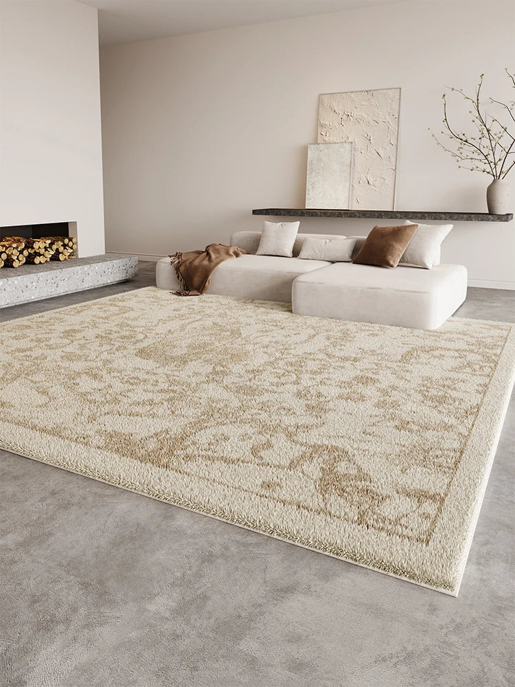 Fluffy Soft Cloakroom Rug Cream Style Living Room Decoration Line Carpet Large Area Rugs for Bedroom Home Thick Plush Floor Mat