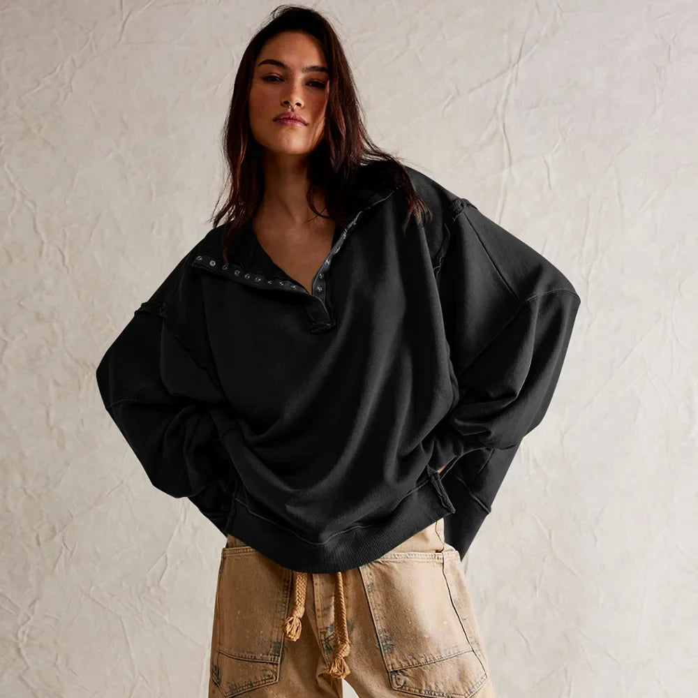 Corti oversized cream sweatshirt soft cotton blend with voluminous sleeves for relaxed refined style