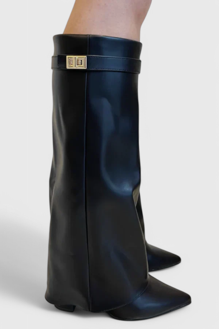 Raya sleek black everyday boots with streamlined silhouette and leg-lengthening slender design