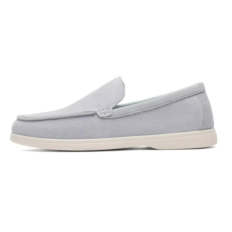 Men's velvet slip-on loafers round toe breathable summer casual shoes with polished silhouette