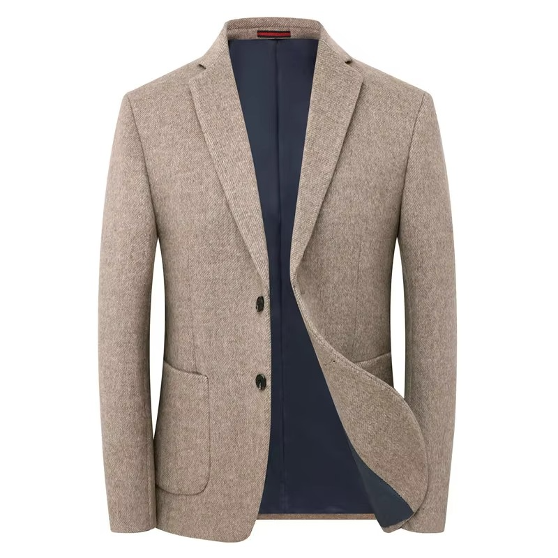 Men's wool tweed blazer tailored fit herringbone pattern elegant business casual winter style