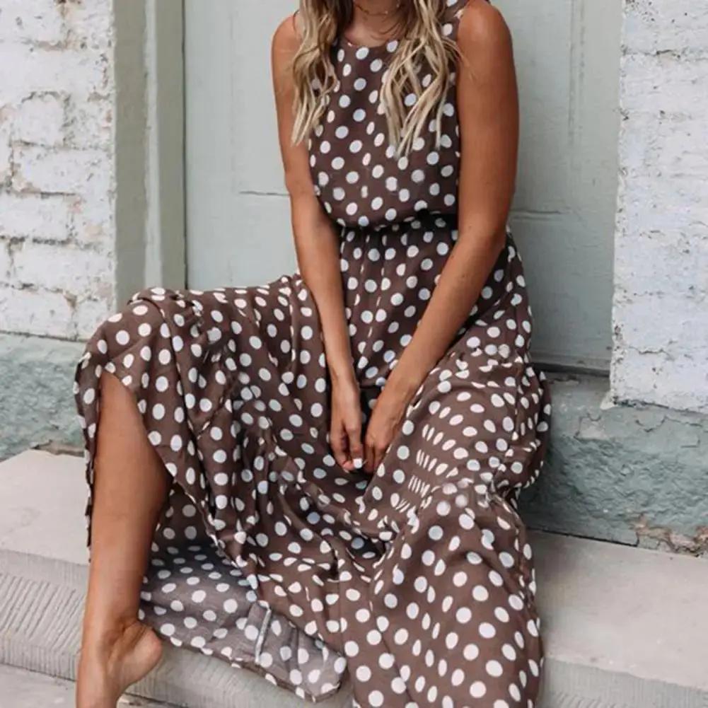 Sleeveless Polka Dot Maxi Dress