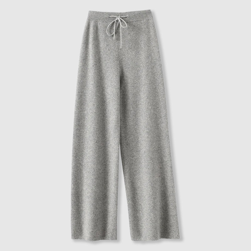 Sofia Amoretti ivory cashmere wide-leg pants with elastic drawstring waist for effortless luxury