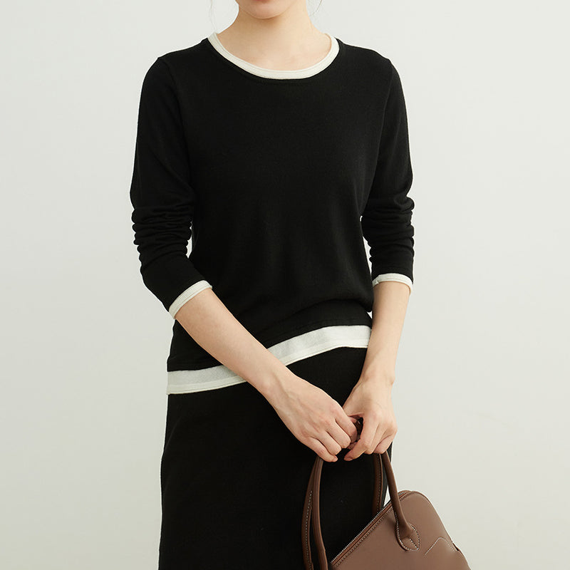 Beige relaxed-fit wool-blend sweater with slight stretch for everyday casual elegance