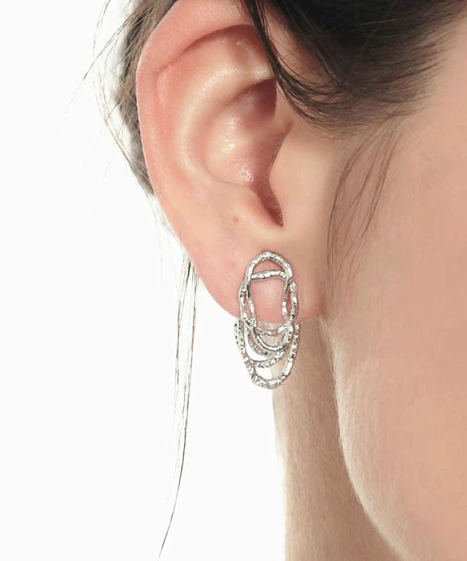 Boucles d'oreilles crΓ©oles ajourΓ©es en dentelle de soie et cuivre style soie - Wavlynn