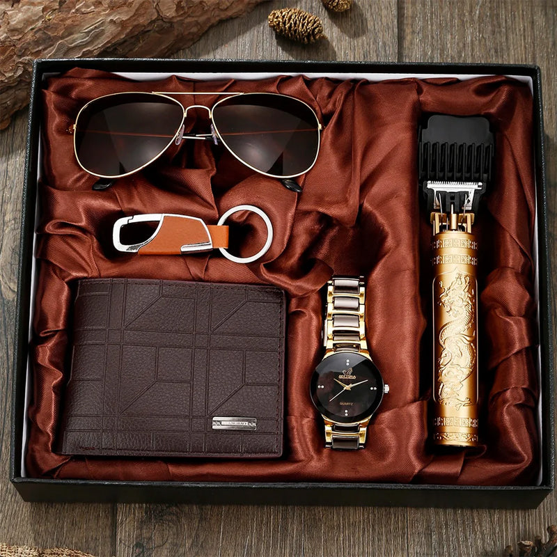 Joshua Bifold Wallet 5 in 1 Gift Set | Embossed Geometric Wallet - Wavlynn