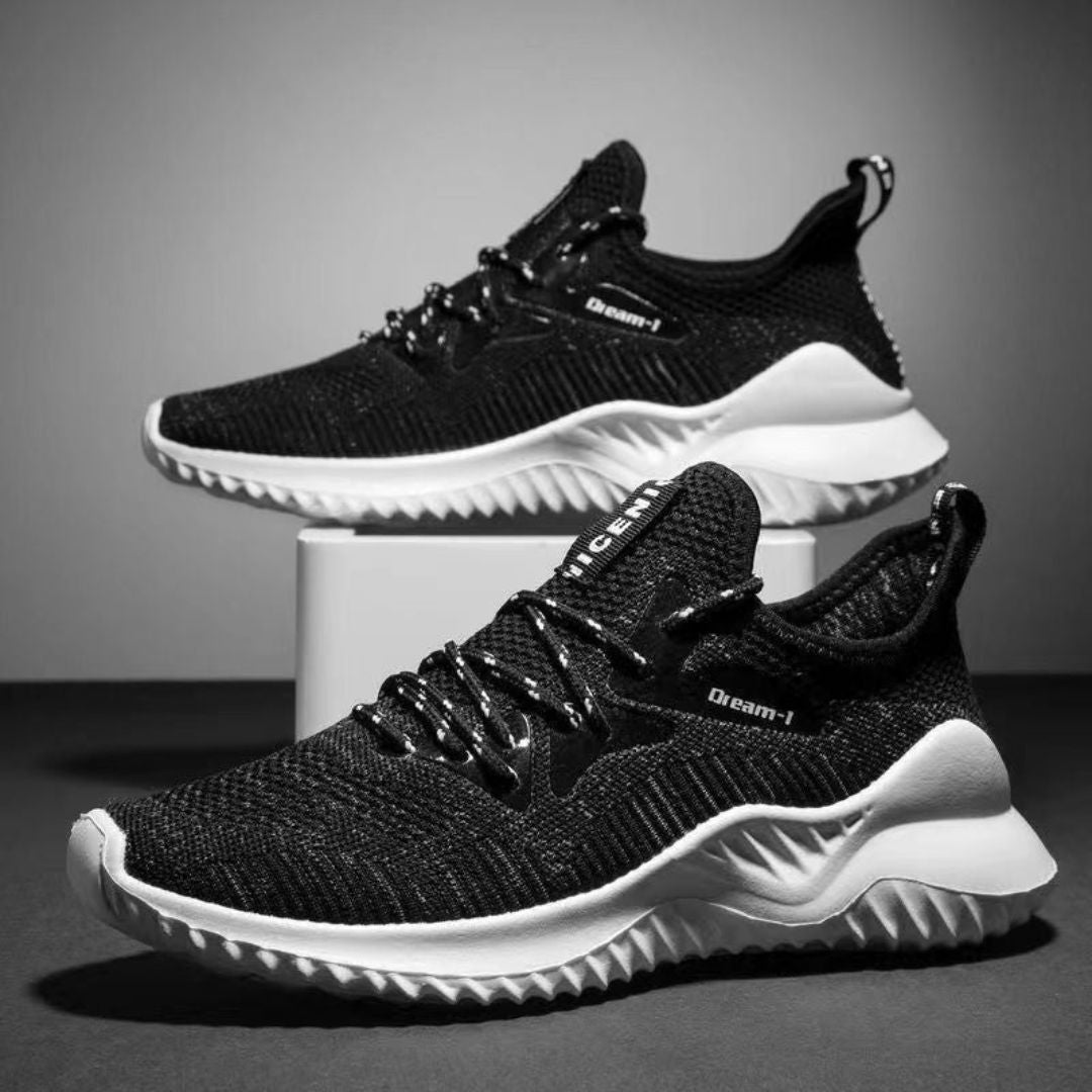 Jim Pulse dual-tone mesh trainers with sock-like fit, lightweight shock-absorbing sole for men