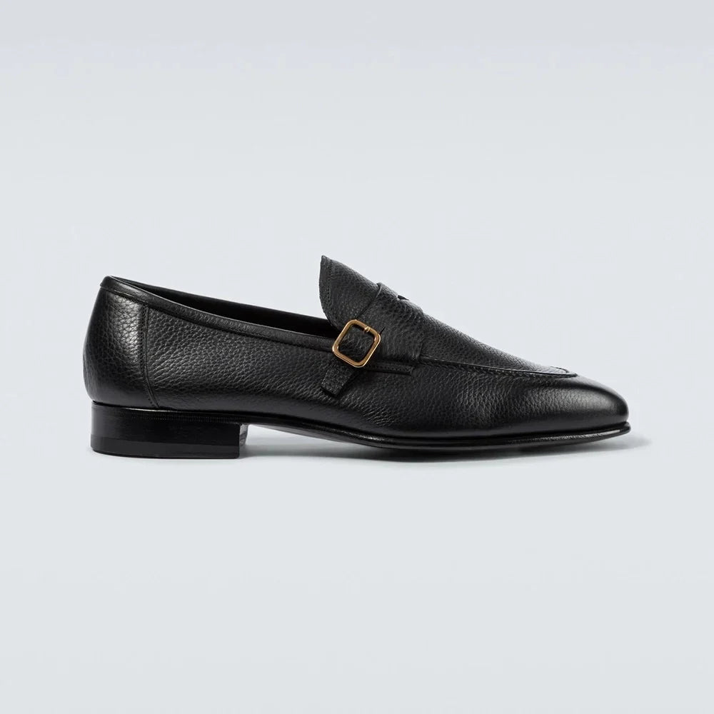 Wavlynn Brown Faux Leather Loafers With Buckle Strap Cushioned Insole Durable Rubber Sole All Day Comfort main image 1