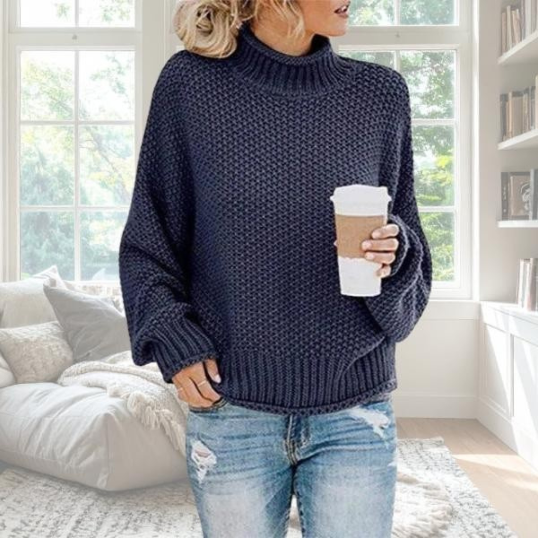Beige soft knit relaxed pullover with graceful drape, versatile everyday elegance for women