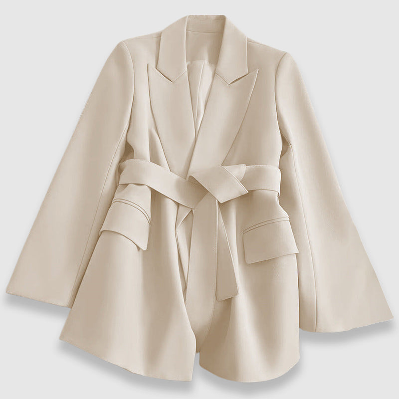 Valentina Rossi women's belted blazer lapel collar tailored regular-length polyester blend luxe jacket
