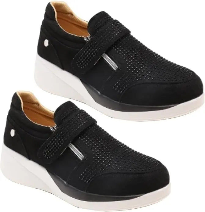 Women's beige suede-like wedge sneakers with elevated platform sole for casual chic style