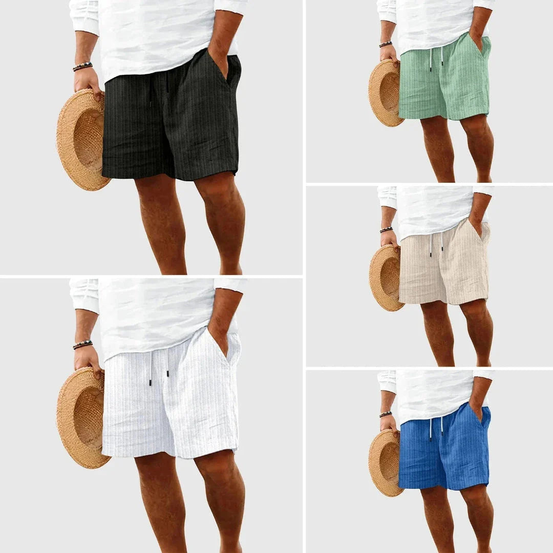 Willow striped cotton shorts drawstring elastic waist relaxed fit above-knee beach travel
