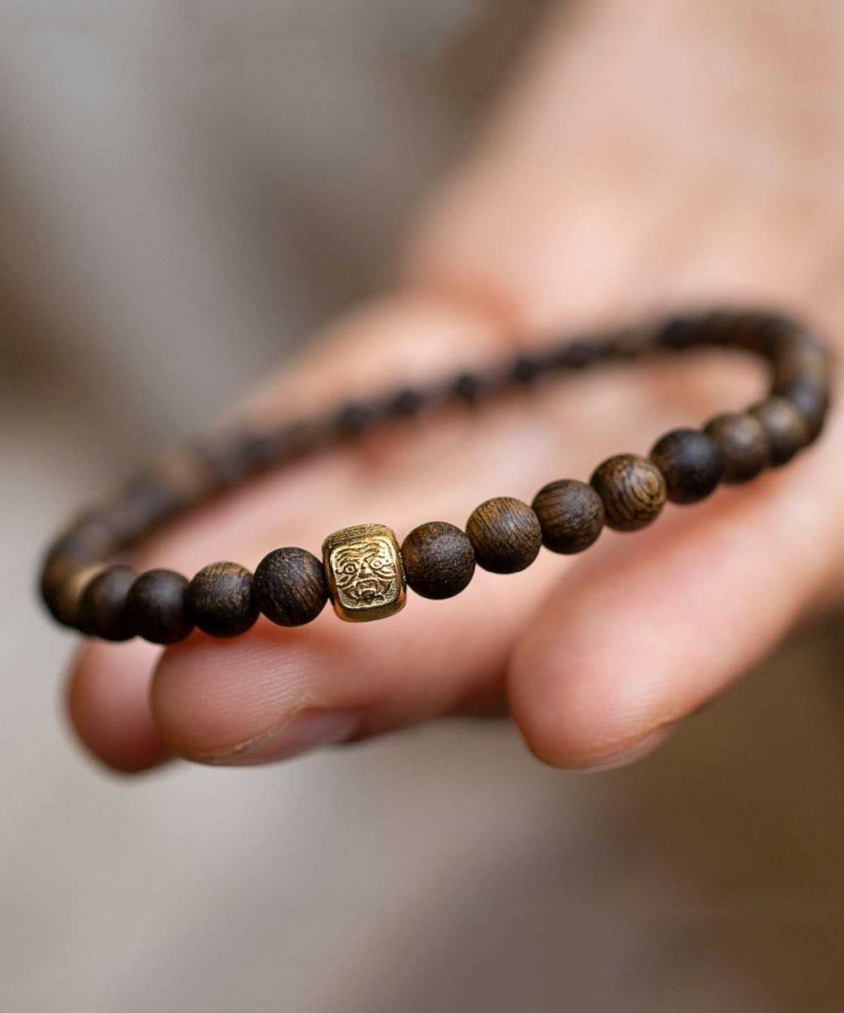 Bracelet en argent sterling marron avec perles dorées pour femme - Wavlynn