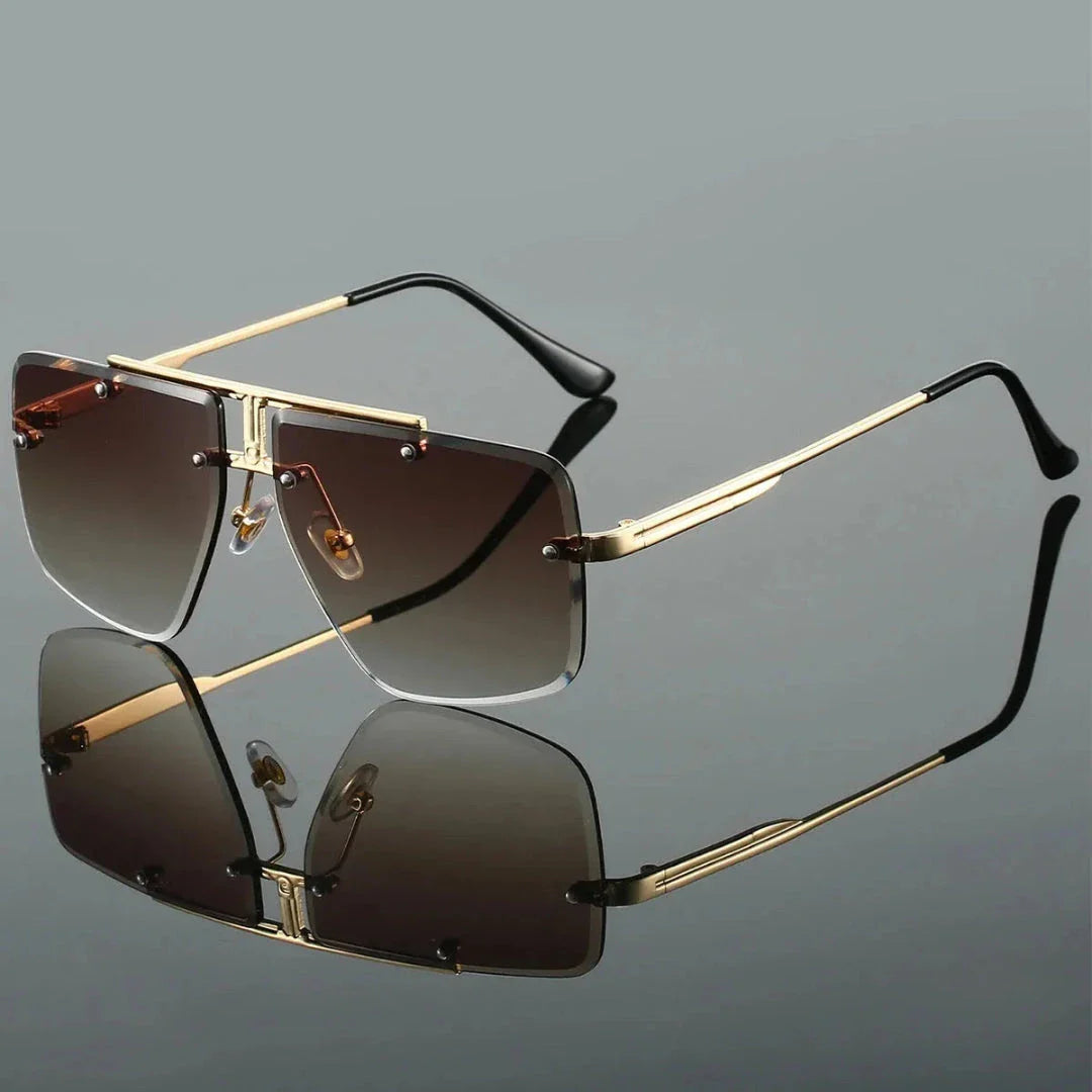 Zani oversized square rimless sunglasses with gradient lenses and minimalist metallic temples