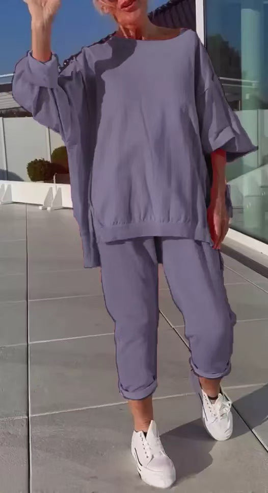 Gilda soft loungewear two-piece set relaxed fit coordinated top and pants effortless style