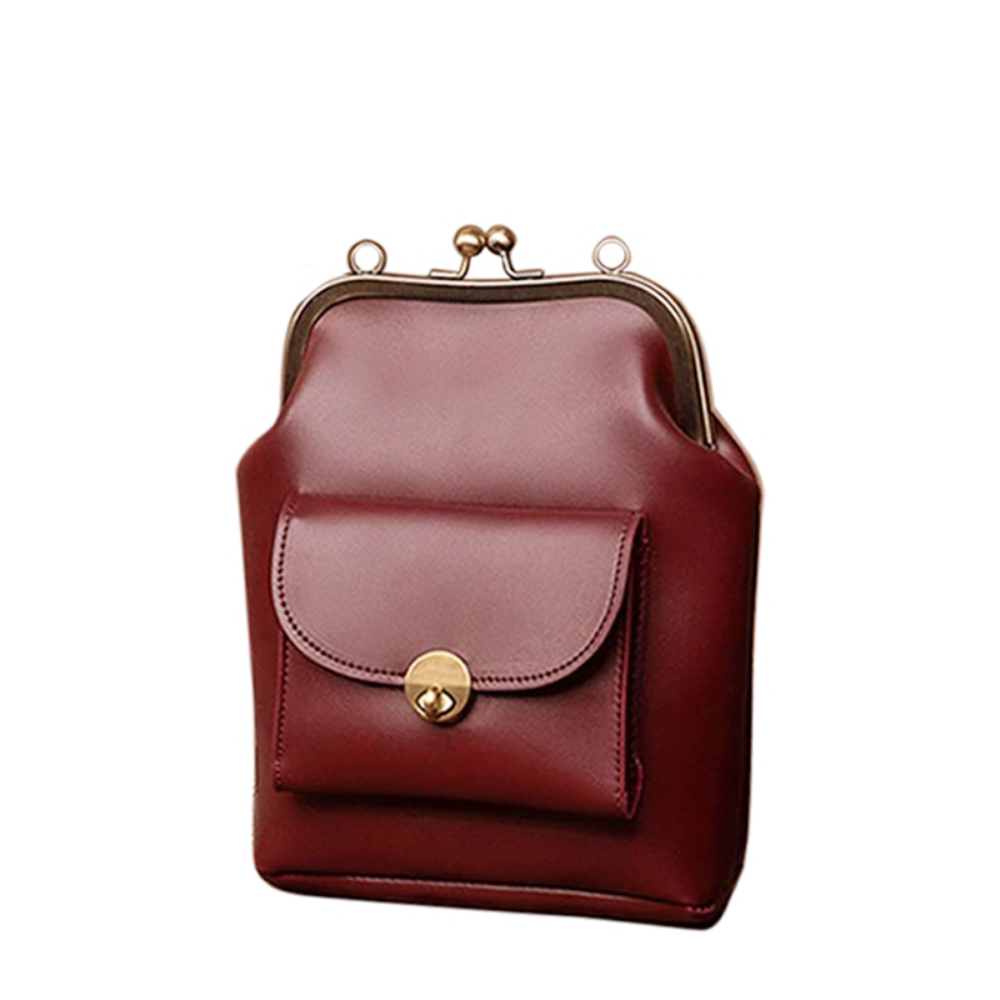 Wavlynn Diana black vegan leather structured handbag with secure clasp closure and top handle