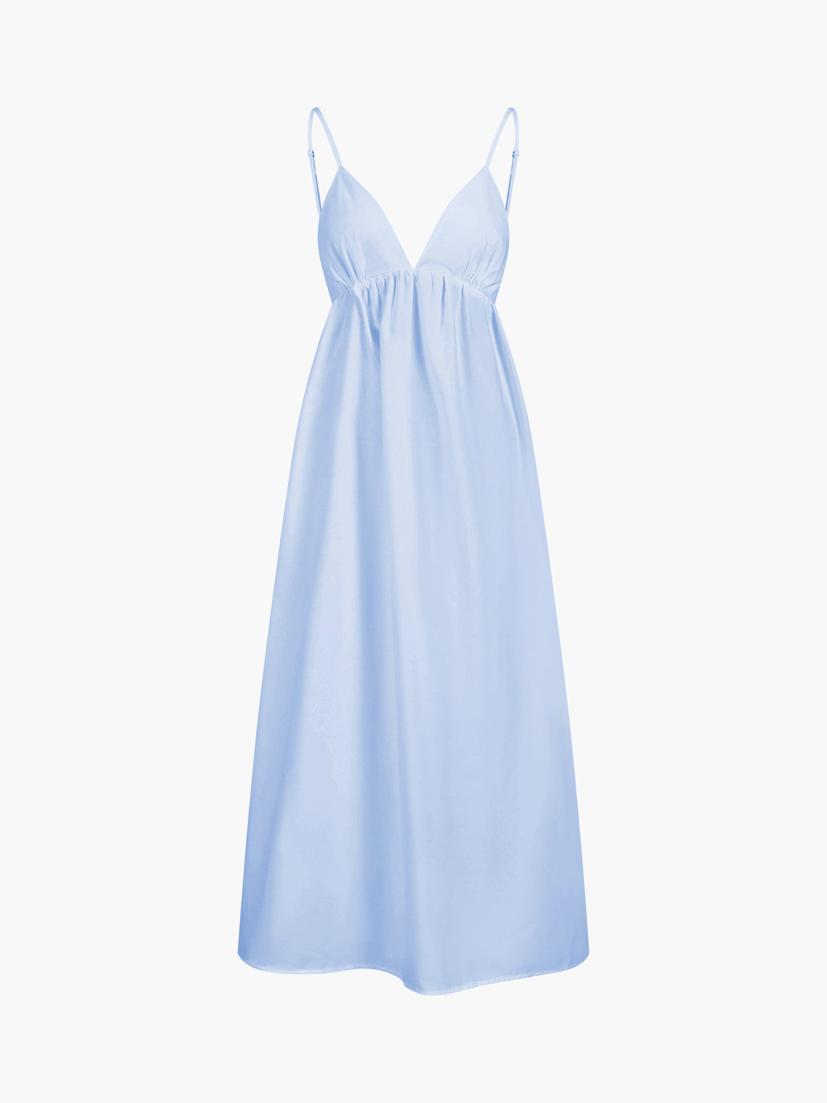 Coastal cowgirl open-back maxi dress in cotton with V-neck, slender straps, and breezy boho style