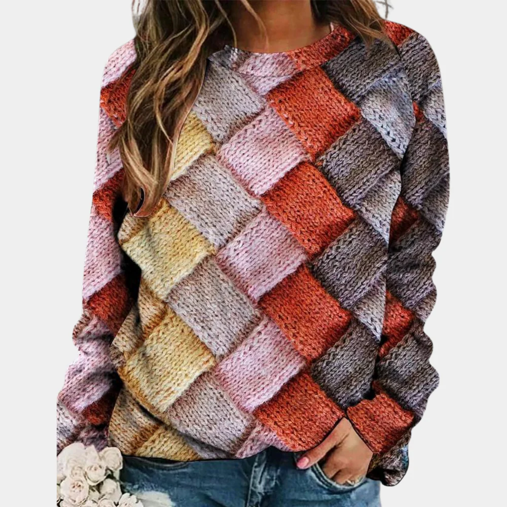 Women's cream chunky cable knit wool sweater, relaxed fit long sleeve pullover with textured pattern