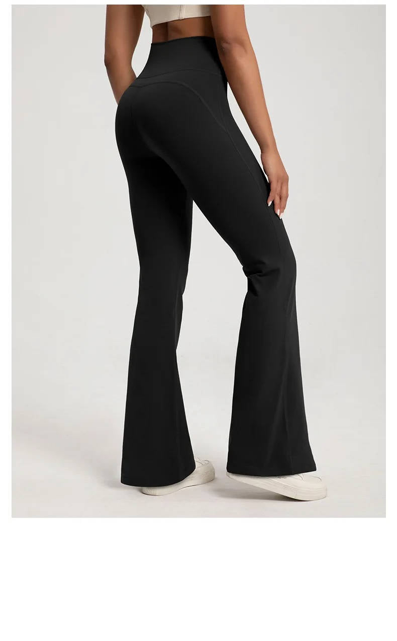 High waisted flared leggings with tummy control waistband, flattering active fit for studio and everyday wear
