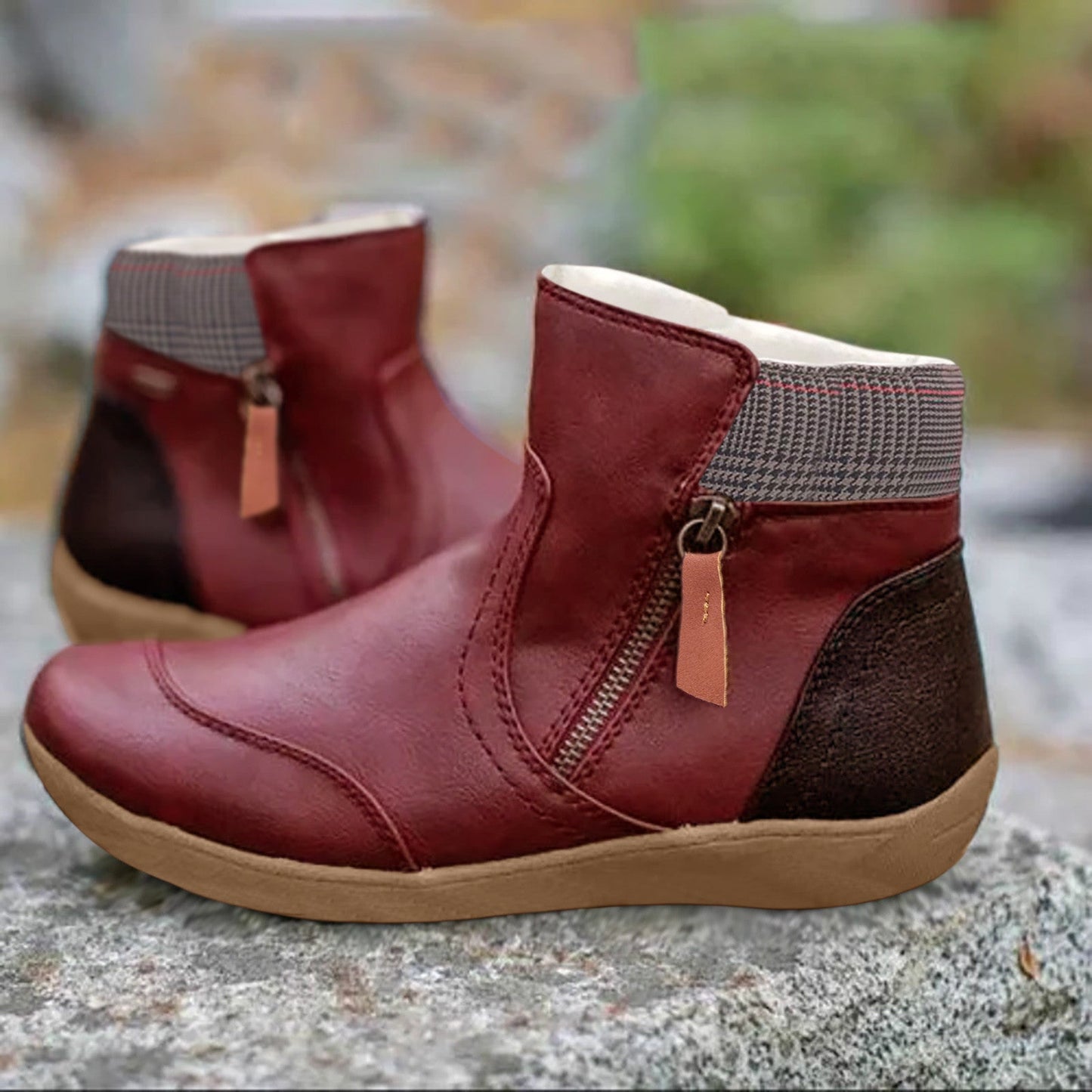 Women's genuine leather ankle boots with zipper closure, non-slip outsole, comfortable everyday fit