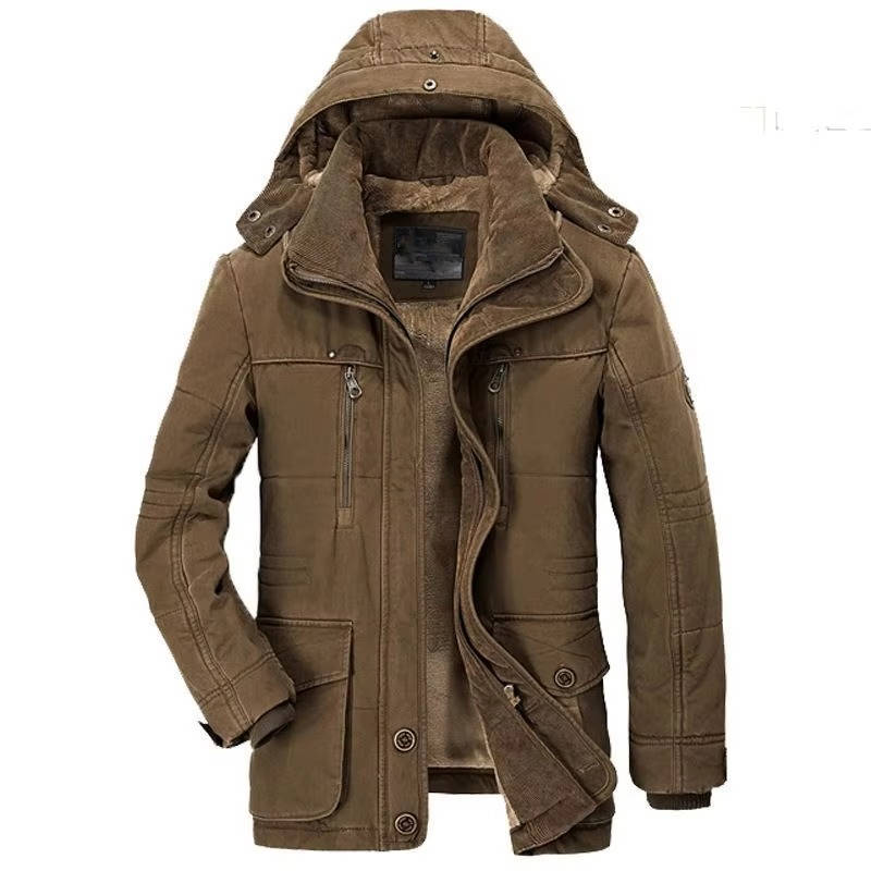 Men's insulated winter parka hooded fleece-lined water-resistant shell cold-weather coat