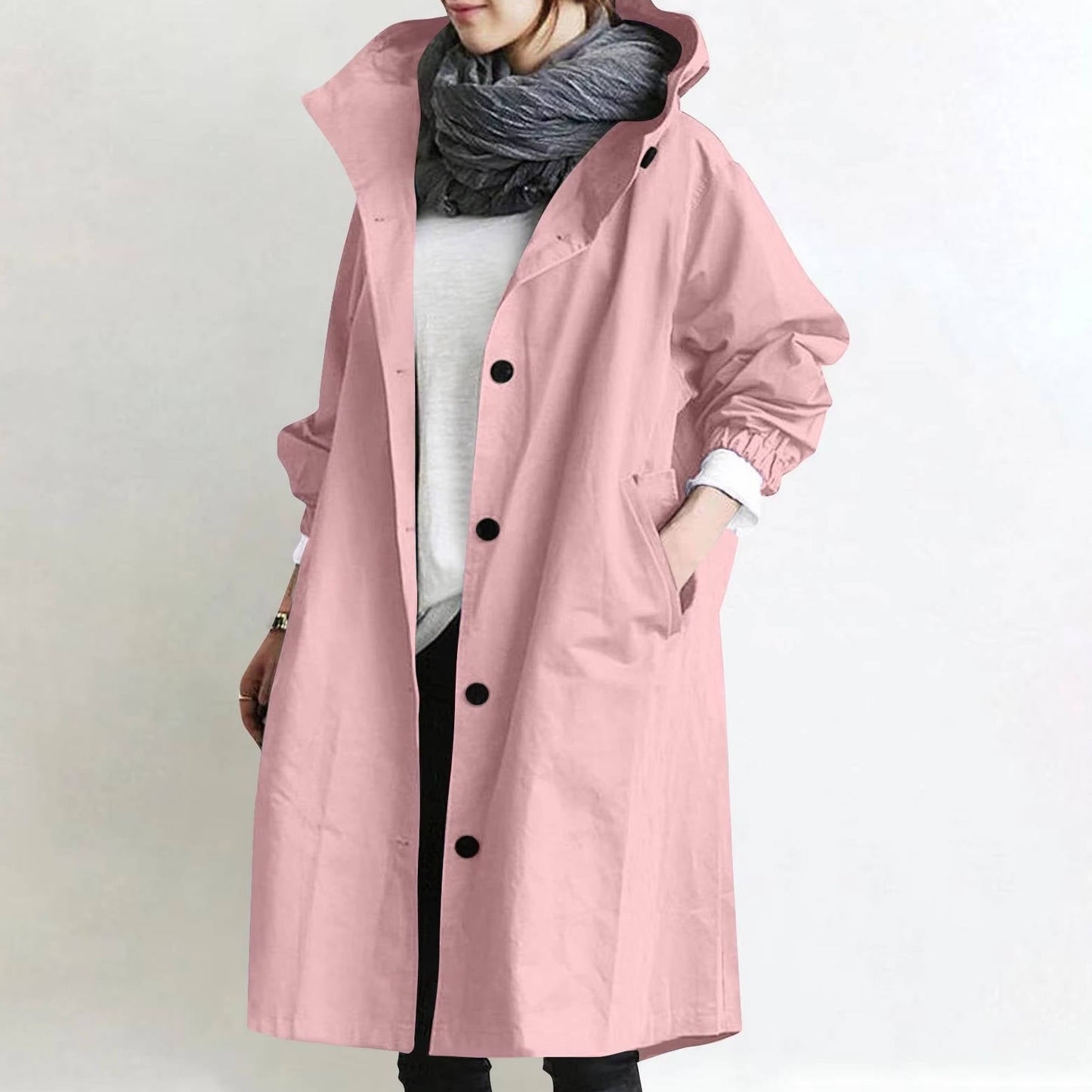 Women's oversized waterproof trench coat in classic neutral tone with breathable ultra-dry polyester fabric