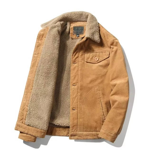 Men's sherpa lined fleece jacket warm windproof casual winter coat with plush interior lining