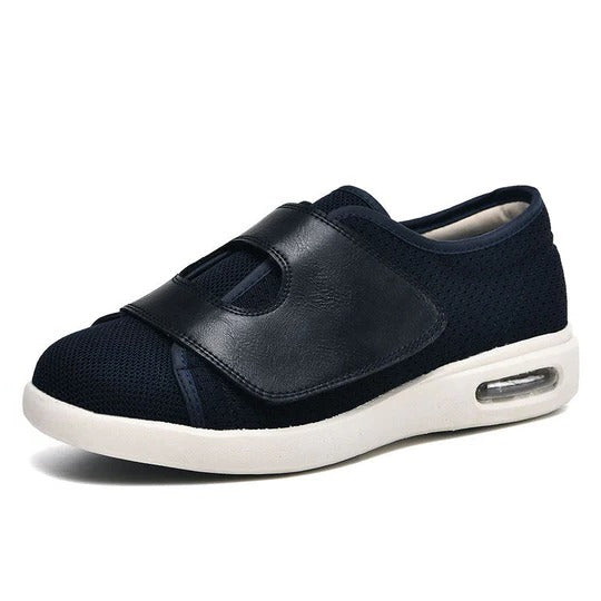 Extra wide fit shoes with adjustable hook-and-loop closure, breathable design for wider feet daily comfort