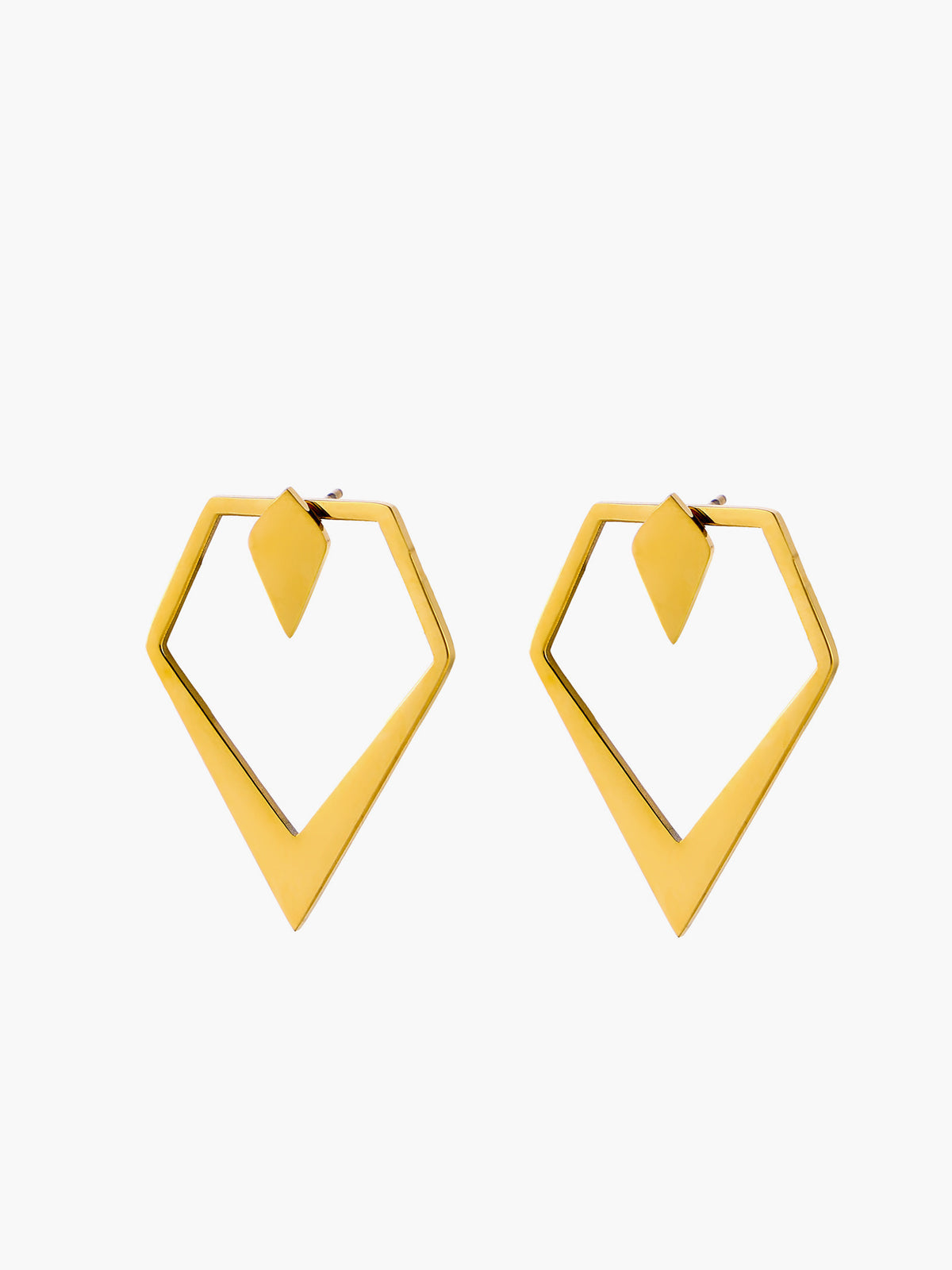 Geometric V-Shaped Gold Stud Earrings - Wavlynn