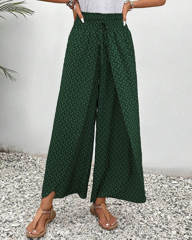 Bold geometric print wide-leg trousers relaxed fit statement fashion pants for women