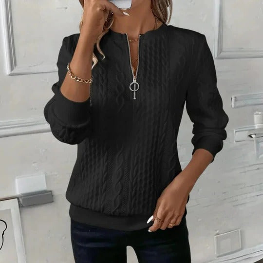 Women's relaxed textured knit pullover sweater soft casual layering cozy fit