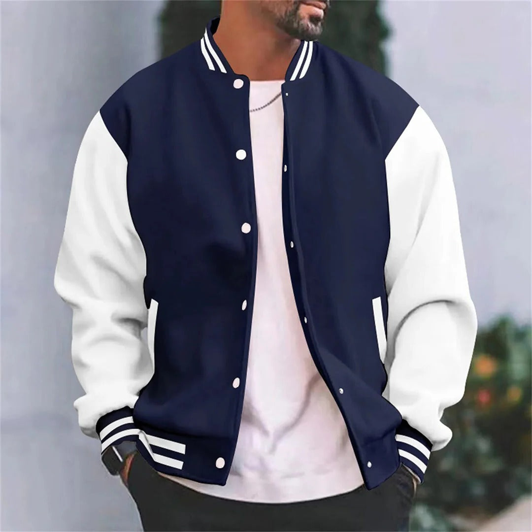 Men's lightweight baseball bomber jacket regular fit varsity-style coat for autumn casual wear