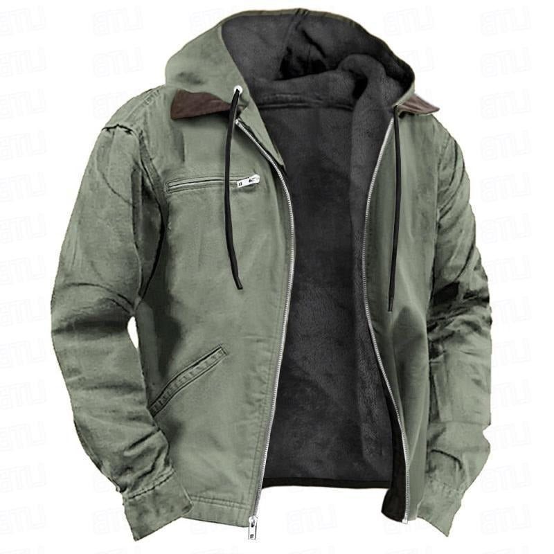Wavlynn men's classic hooded winter jacket in neutral tone, regular fit with adjustable hood