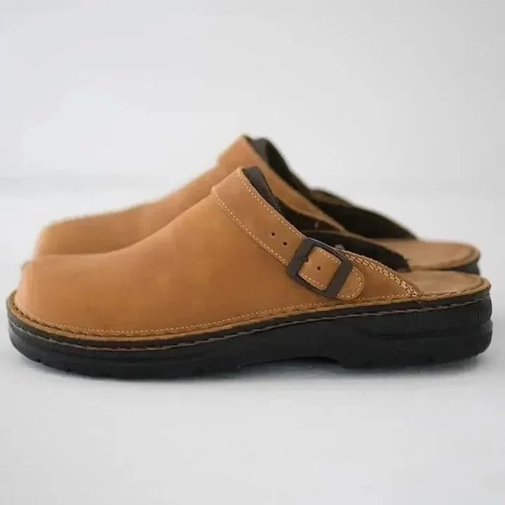 Men's slip-on clogs neutral tone lightweight garden leisure shoe durable non-slip sole indoor outdoor