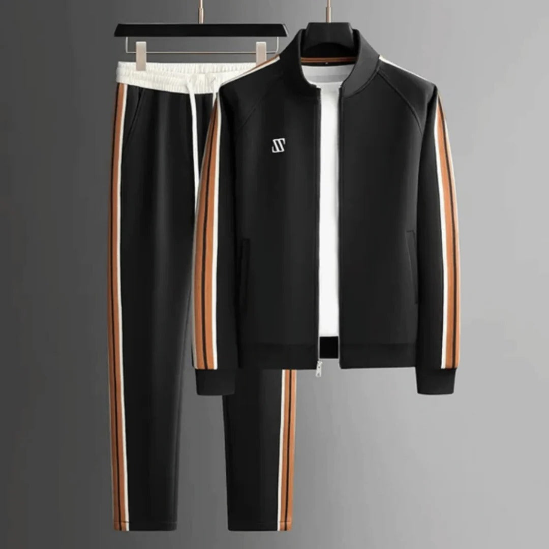 Men's slim fit zip-up tracksuit set jacket and joggers athletic sportswear two-piece