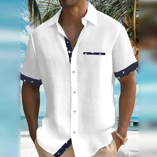 Grey Wavlynn men's short sleeve tailored fit shirt with structured cut for casual and dress wear